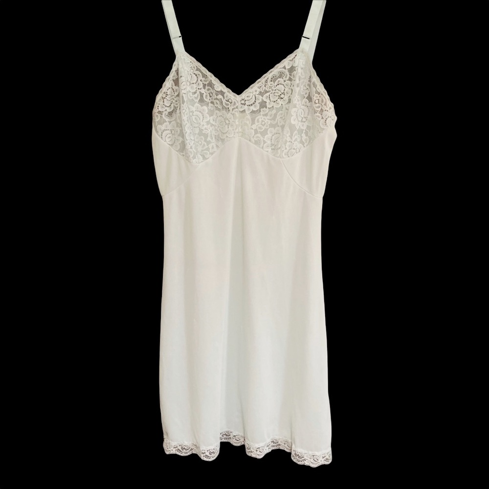 VTG Baby Blue Philmaid Chemise Nylon & Lace Slip Dress Sz 34